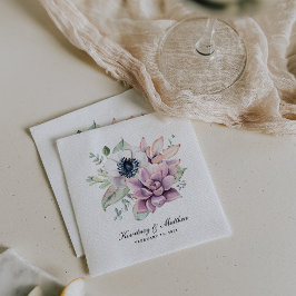 Rustik Boho Akvarell Sukkulent Blommig Pappersservett