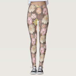 Rustik Boho Asfalts Blommönster Leggings