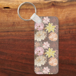 Rustik Boho Asfalts Blommönster Nyckelring