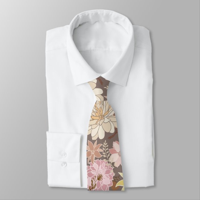 Rustik Boho Asfalts Blommönster  Slips (Bunden)