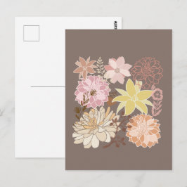Rustik Boho Asfalts Blommönster Vykort