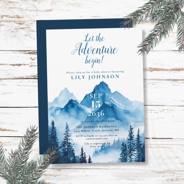Rustik Boho-Äventyrsstart Mountain Baby Shower Inbjudningar (Rustic Boho Adventure Begin Mountain Baby Shower Invitation)