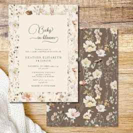 Rustik Boho Baby i Blomning Vildblomma Barnkalas Inbjudningar