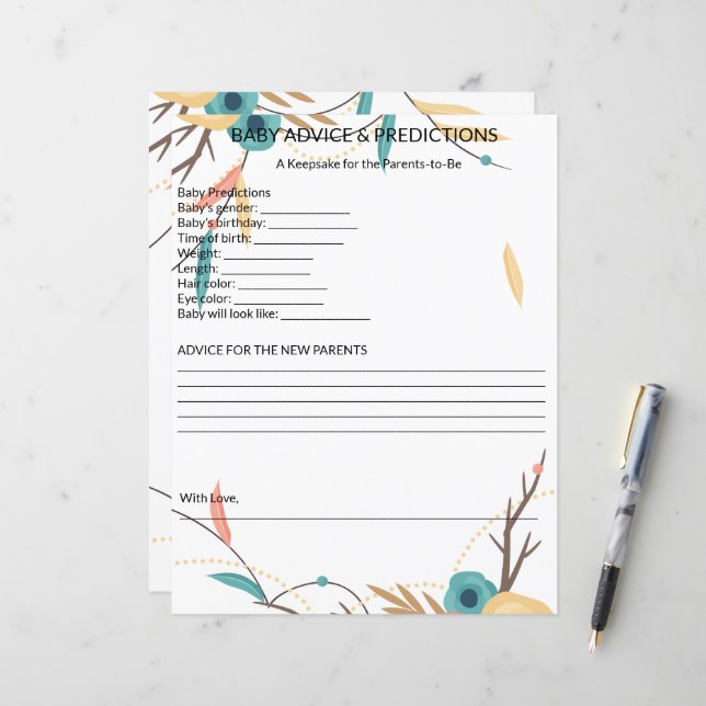 Rustik Boho Bebis-fest Spådomar och Förutsägelser  (Fram/Back In Situ)