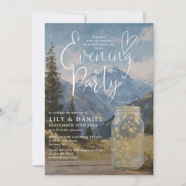 Rustik Boho Berg Murglas Kvällsparty Inbjudningar (Framsida)
