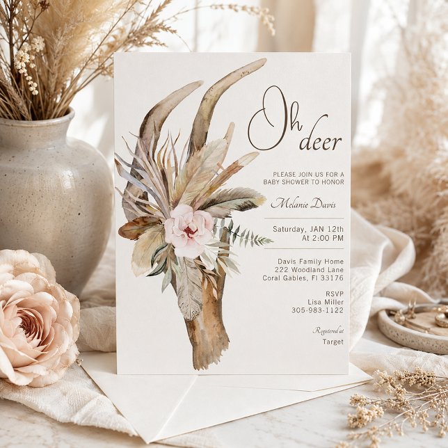 Rustik Boho Blommig Barnkalas Inbjudan (Rustic Boho Baby Shower Invitation

)