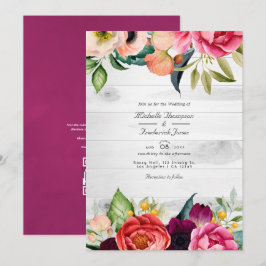 Rustik Boho Blommig Bohemisk QR-kod RSVP Bröllop I Inbjudningar