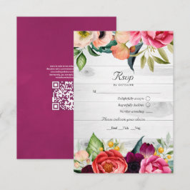 Rustik Boho Blommig Bohemisk QR-kod RSVP Bröllop OSA Kort