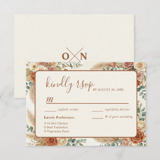 Rustik Boho Blommig Pampas Bröllop RSVP-kort OSA Kort