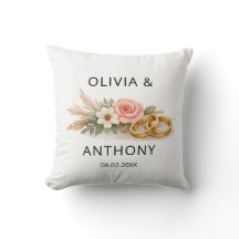 Rustik Boho Blommig Rosa Ros Bröllopsnamn Ornament