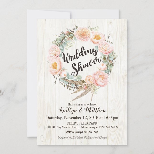 Rustik Boho Blommigt Utandning Möhippa Inbjudningar (Framsida)