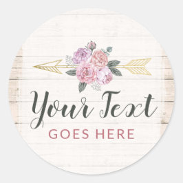 Rustik Boho Blommor Pilar Rosa Guld Boheme Runt Klistermärke