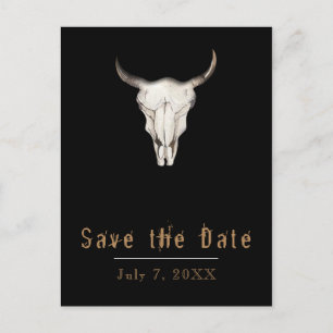 Rustik Boho Bohemsk Ko Tjurspar Save the Date Meddelande Vykort