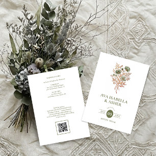 Rustik Boho Botanisk Posy Salvia Bröllop TLW26 Inbjudningar