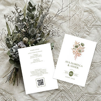 Rustik Boho Botanisk Posy Salvia Bröllop TLW26 Inbjudningar