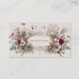 Rustik Boho Botanisk Rosa Blomma & Fågel Visitkort