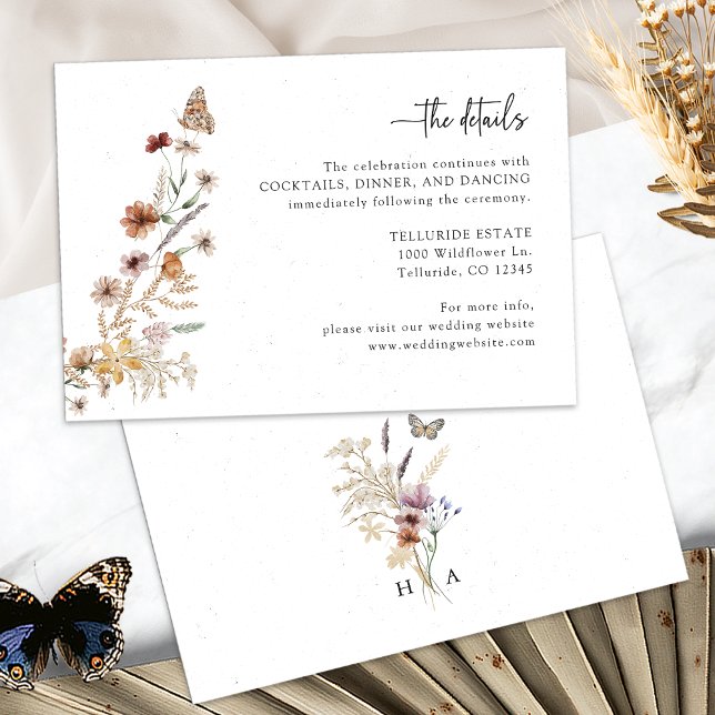 Rustik Boho Bröllopsdetaljer Tilläggskort (Rustic White Boho Wedding Details Enclosure Card Monogrammed by Painted Paperie
)