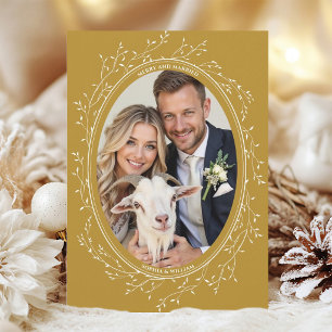 Rustik Boho Bröllopsfoto God Jul och Lycklig Återf Julkort