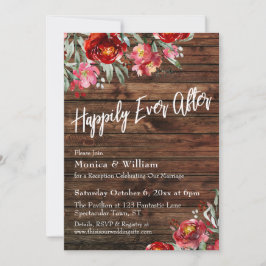 Rustik Boho Burgunderröd Blommig Lycklig För Evigt Inbjudningar