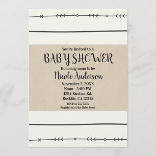 Rustik Boho Chic Bebis Shower Modern Kraft Minimal Inbjudningar