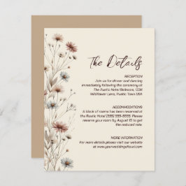 Rustik Boho Chic Vildblommor Bröllopsdetaljer Tilläggskort