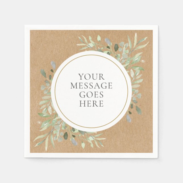 Rustik Boho-Eukalyptus Grönska Bröllop Pappersservett (Framsidan)