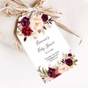 Rustik Boho Färgglad Blommig Bebis Shower Presentetikett