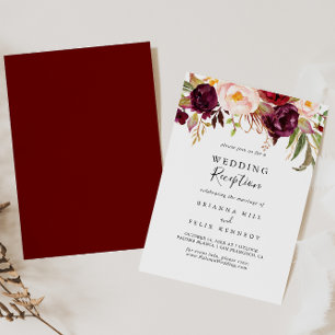 Rustik Boho Färgrik Blommig Bröllopsmottagning Inbjudningar