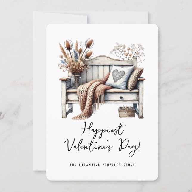 Rustik Boho Fastighetsbolag Valentines Hem Julkort (Framsida)
