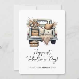 Rustik Boho Fastighetsbolag Valentines Lastbil Julkort