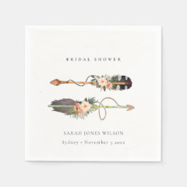 Rustik Boho Fjäder Blommig Pil Bröllopsfest  Pappersservett