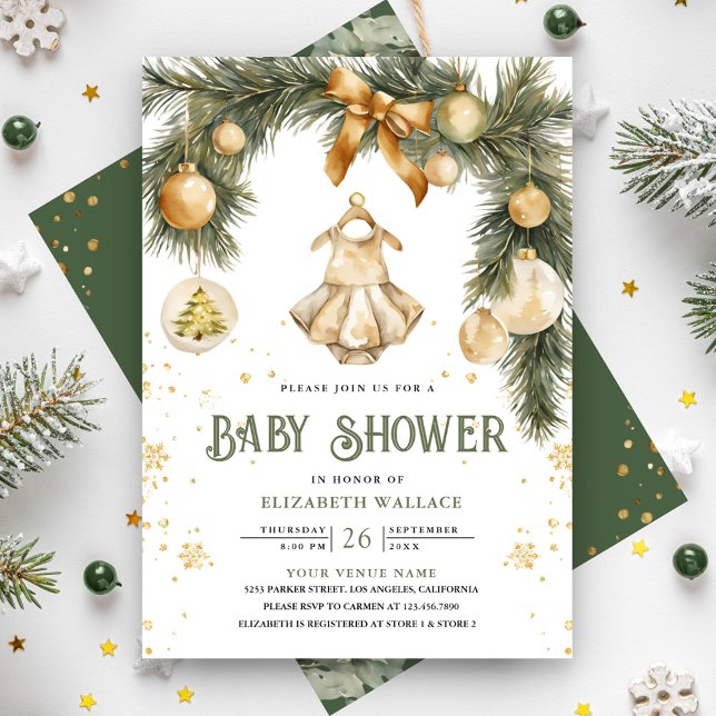 Rustik Boho Flickas Vinter Jul Bebis Shower Inbjudningar (Skapare uppladdad)