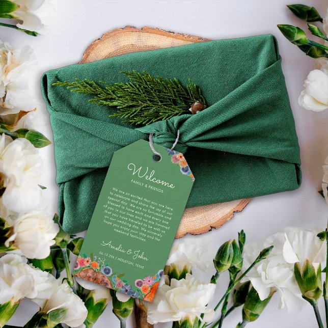 Rustik Boho Grön Bröllopspresent Välkomstpresent K Presentetikett (Skapare uppladdad)