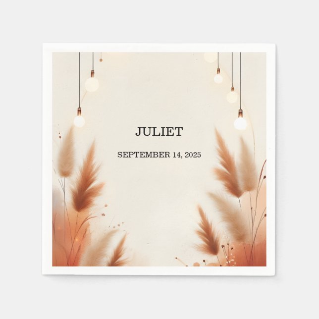 Rustik Boho Höst Ombre Brun Bröllopsfest Pappersservett (Framsidan)