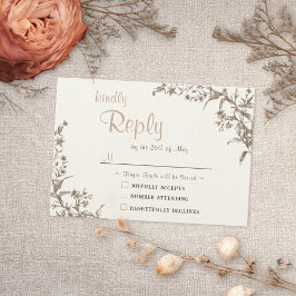 Rustik Boho Jordnära Neutral Vildblomma RSVP-kort OSA Kort