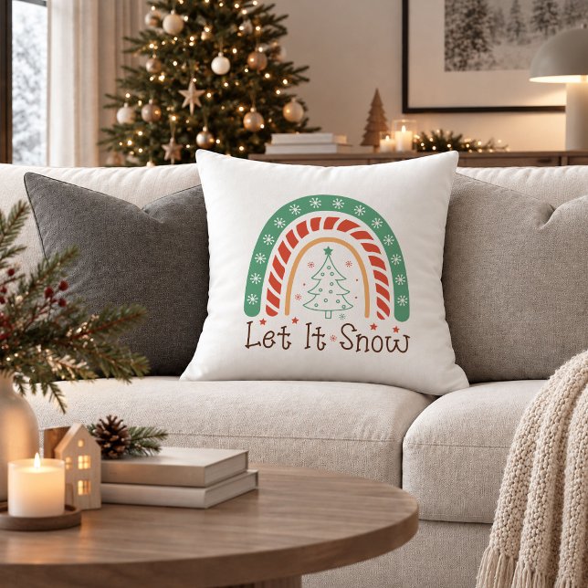 Rustik Boho jul röd grön kastkudde dekoration Kudde (Rustic Boho Christmas Red Green Throw Pillow Decor)