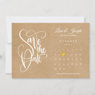 Rustik Boho-kalender Guld Kärlek Hjärtan Spara Datumet