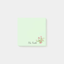 Rustik boho klöverblomsterbukett monogram post-it block