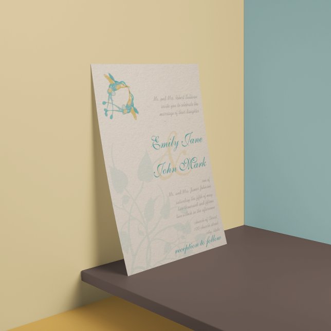 Rustik Boho Kolibri Kyss Kärleksfågel Bröllop Inbjudningar (Skapare uppladdad)