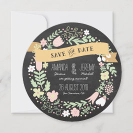 Rustik Boho Krans Kritskriva Foto Spara Datumet