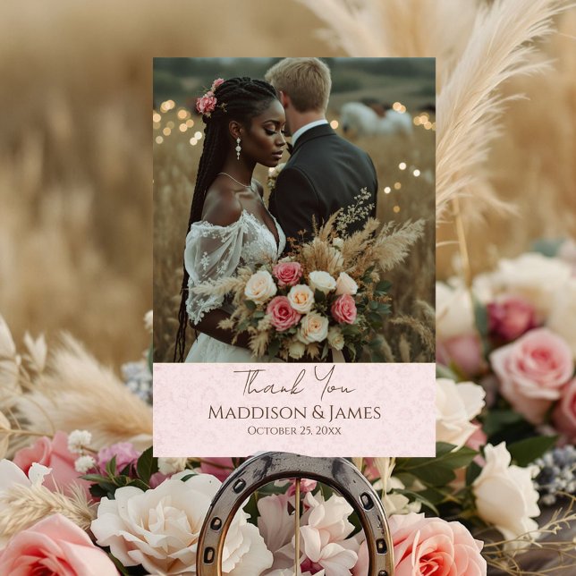 Rustik Boho Landshögtid Tack Kort (Set the tone for your rustic boho country wedding with this elegant invitation suite.)