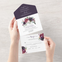 Rustik Boho Lila Plommon Rosa Röd Blommig Bröllop
