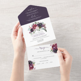 Rustik Boho Lila Plommon Rosa Röd Blommig Bröllop