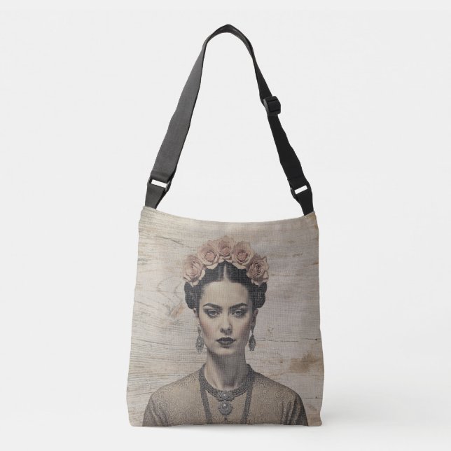 Rustik Boho-muse - Frida Kahlo tvärsakväska  Axelväska (Framsida)