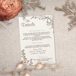 Rustik Boho Neutral Vildblomsbröllopsdetaljer Tilläggskort