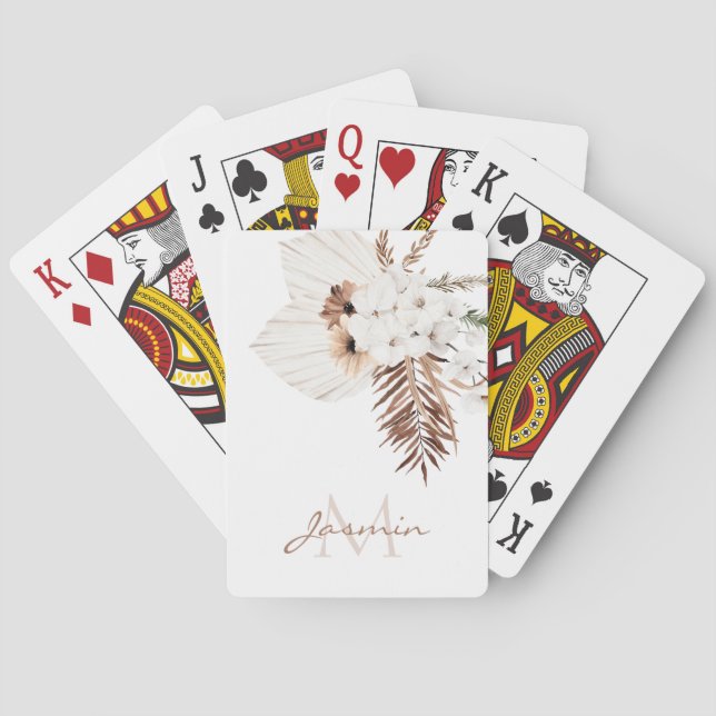 Rustik Boho Pampasgräs Blommig Casinokort (Baksidan)