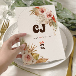 Rustik Boho Pampasgräs Bröllop Spara Datumet