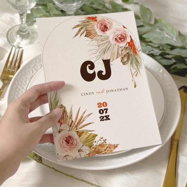 Rustik Boho Pampasgräsbröllop Spara Datumet (Skapare uppladdad)