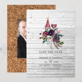 Rustik Boho Plommon Rödvin Vinprovning Bröllop Spara Datumet