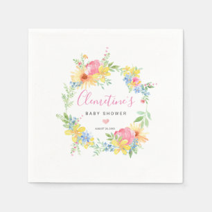 Rustik Boho Rosa Gula Blommig Bebis Shower Pappersservett